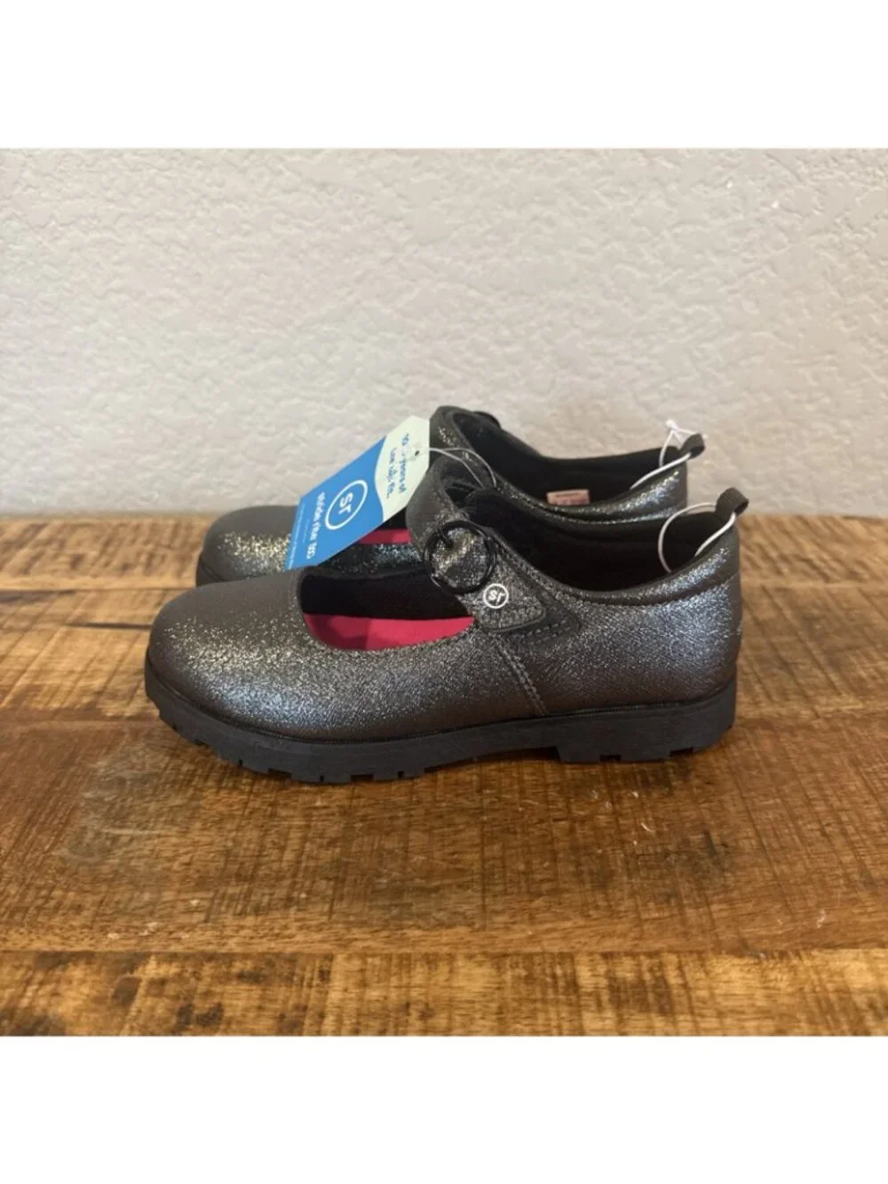 Stride Rite Little Kid Wednesday Gray Sparkle Mary Jane Shoes Sz 12 M NIB Pewter